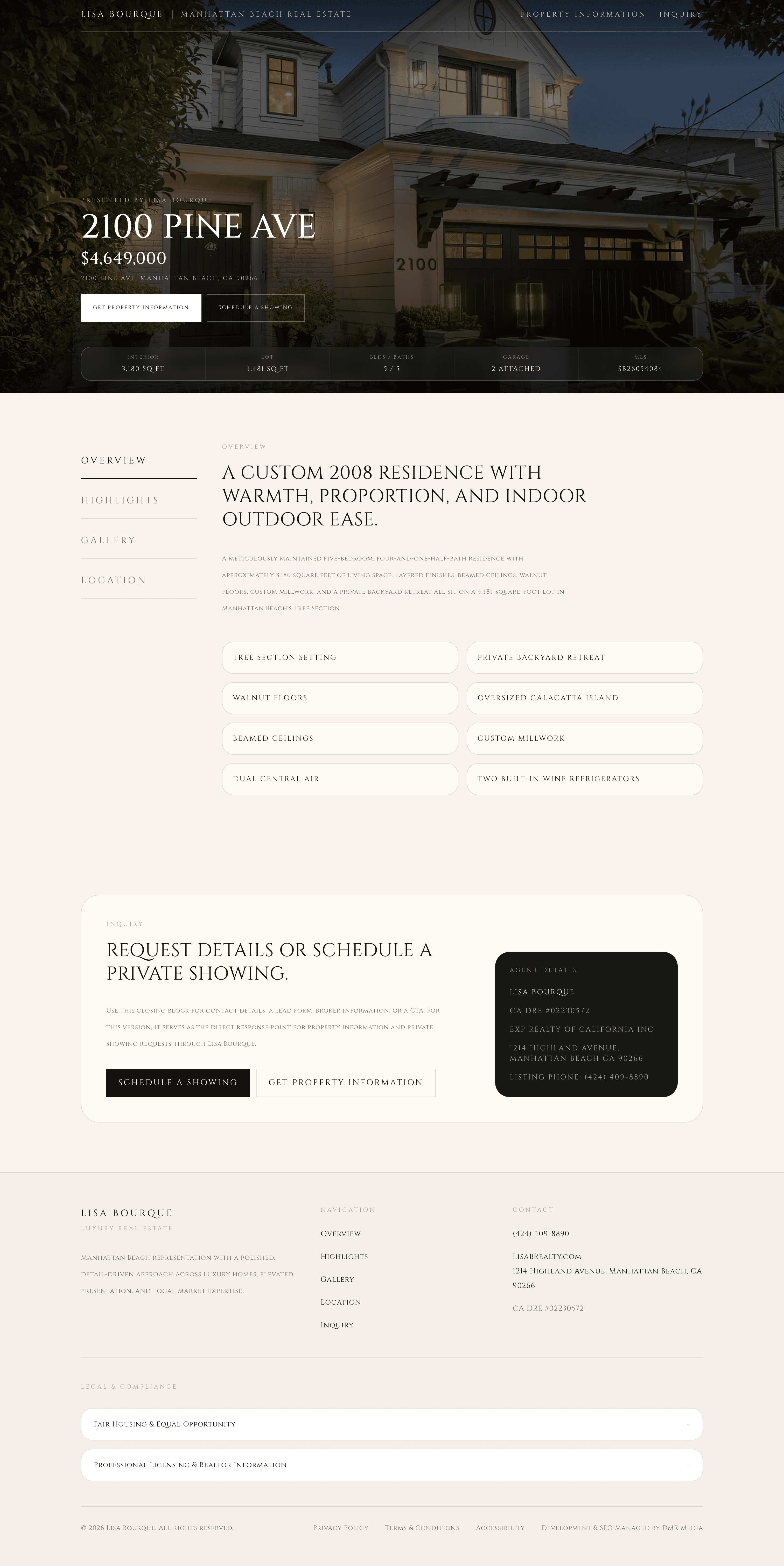 2100 Pine Ave — luxury property marketing website example