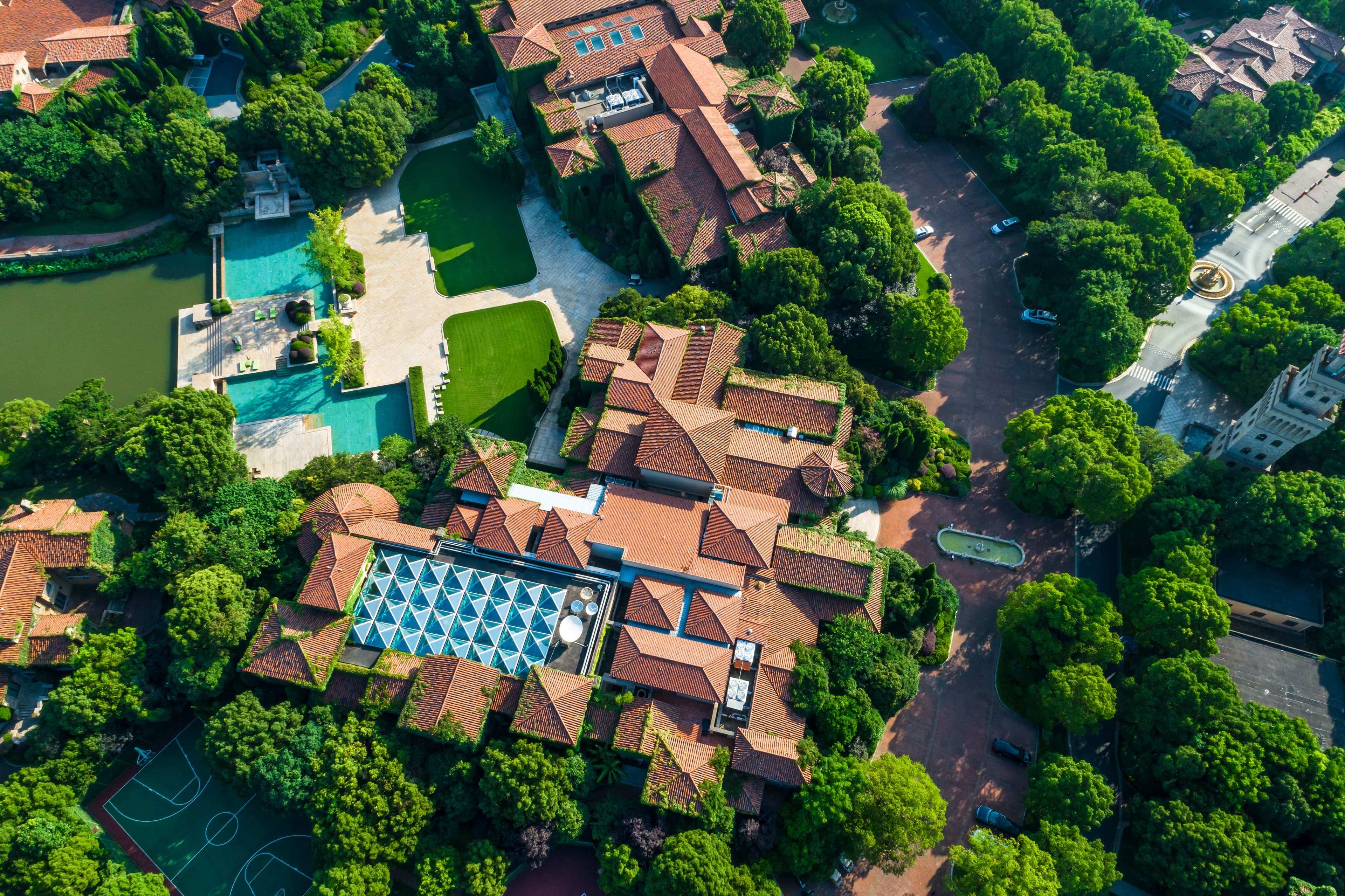 Aerial View Of A Beautiful Green Golf Course.High Angle View.