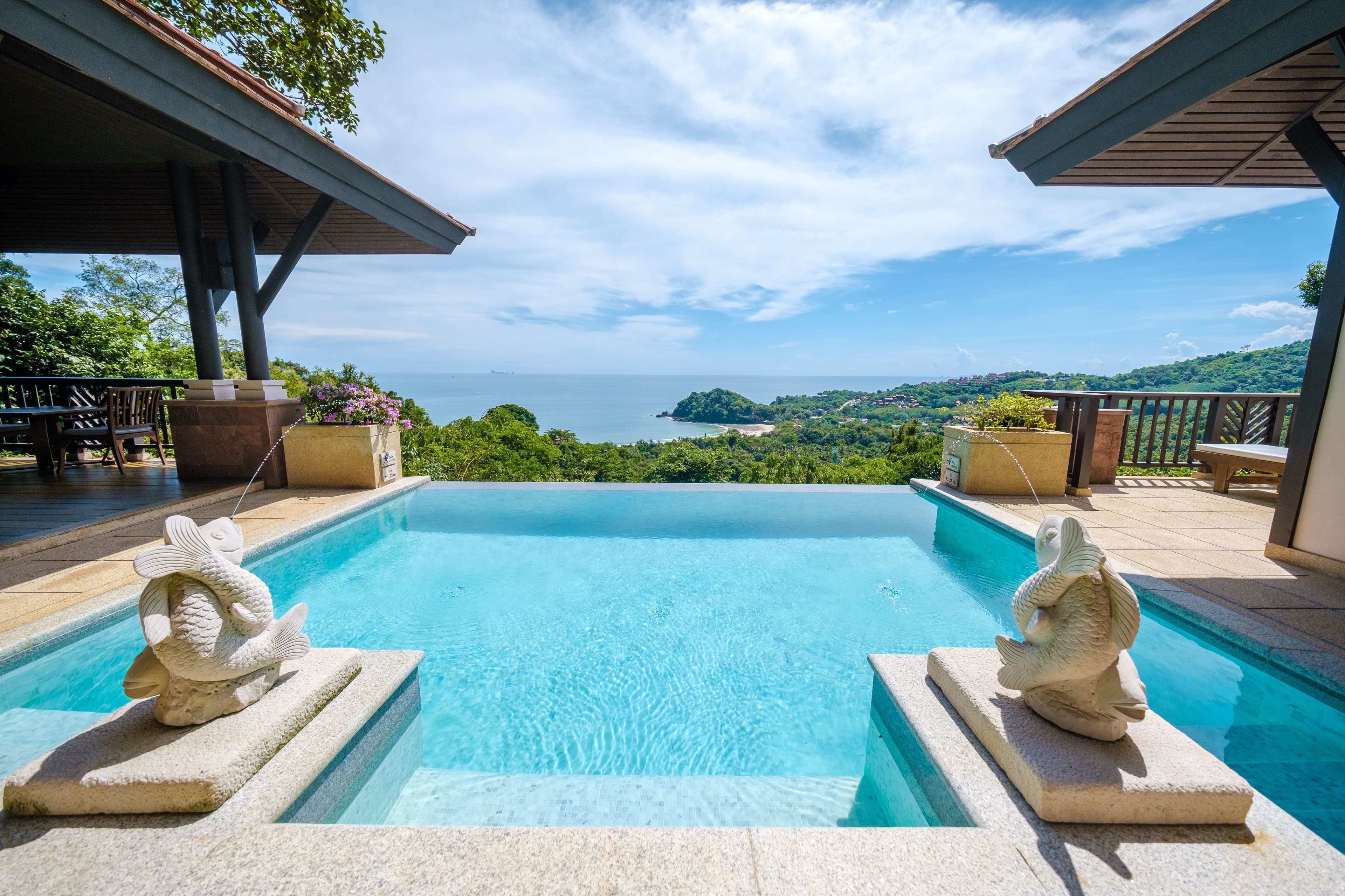 Koh Lanta Thailand, luxury beach chairs by the swimming pool of an luxury hotel in Thailand